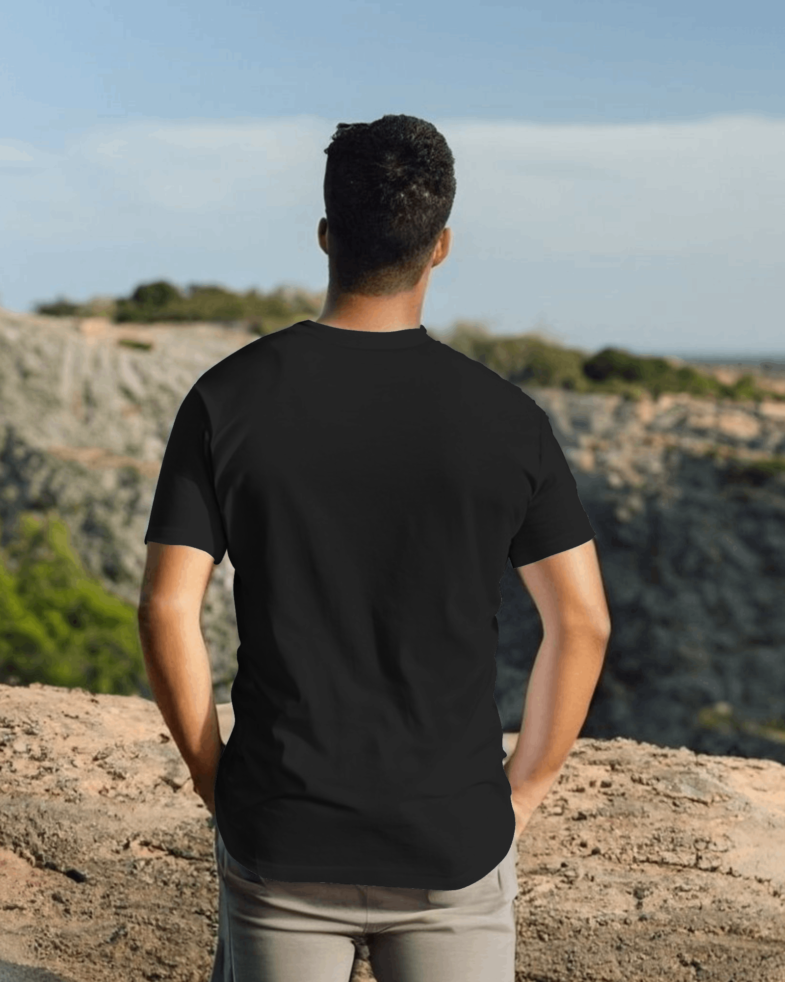 LOOM & LEGEND Wolf Back Print Black T-Shirt for Men | Regular Fit | Half Sleeve | Round Neck - Image 4